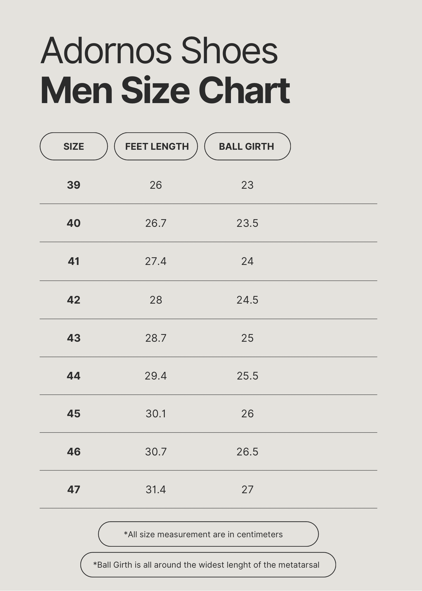 Help :: Adornos Shoe Size Chart - Tangorium