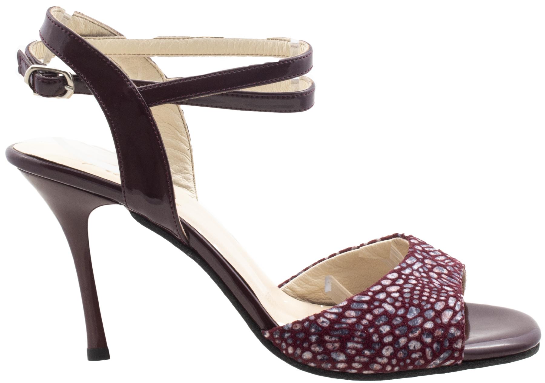 Tango Shoes- Maroon Tiles with Free Ankle
