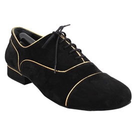 Men Tango Shoes- Black Suede & Gold