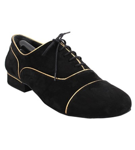 Men Tango Shoes- Black Suede & Gold