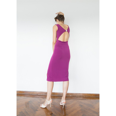 Open Back Tango Dress, Purple Tango Dress