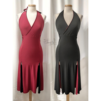 REVERSIBLE TANGO DRESS - BETHANIA DOUBLE-FACE BLACK RED