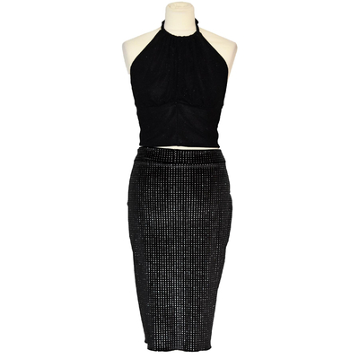 Black velvet argentine tango skirt