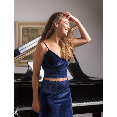Two-Pieces Velvet Tango Set, Tango skirt, Tango top, Tango clothes, Unique, Tango Argentino, Luxury handmade, Tango fashion, Julietta a mano