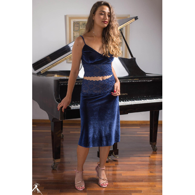 Two-Pieces Velvet Tango Set, Tango skirt, Tango top, Tango clothes, Unique, Tango Argentino, Luxury handmade, Tango fashion, Julietta a mano
