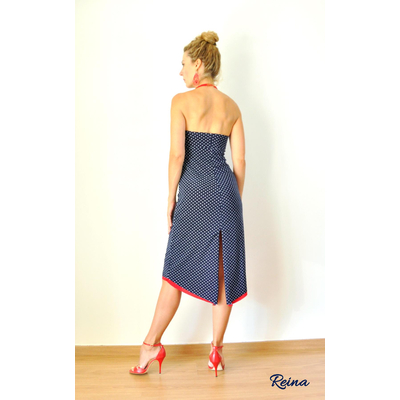 Reversible polka dot tango dress - Red And Blue