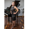 Open back black lace tango dress with sequins trim, Unique handmade milonga dress, Tango clothes, Julietta a mano