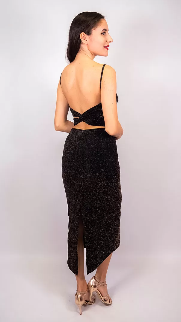 green emerald velvet dress Gold Hologram Tango-Paso Doble Dress | Size 5/6-9/10 main image 0