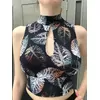 Leaf Printed Black Tango Top